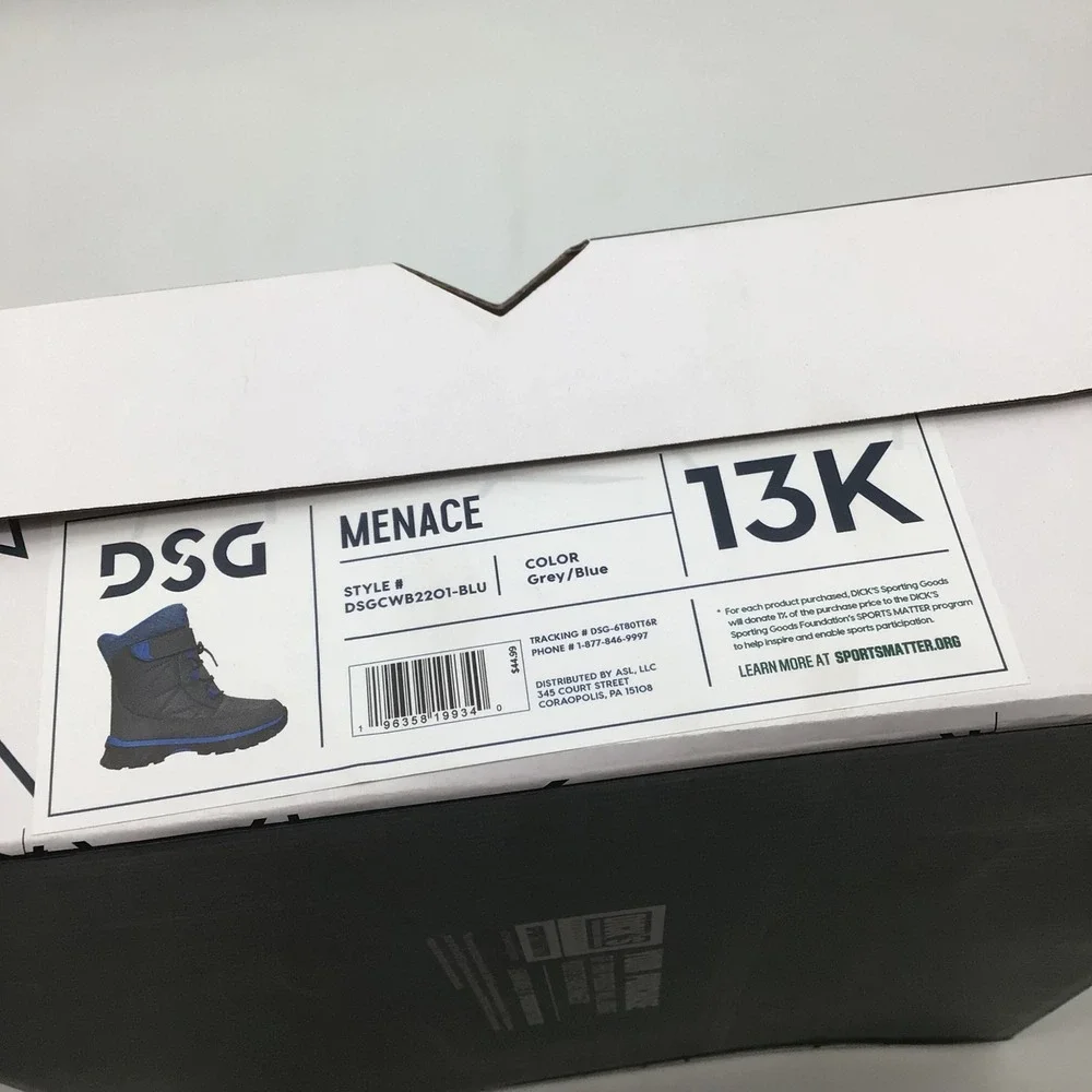 DSG Menace‎ Kids Winter Boots Grey Blue DSGCWB2201-BLU Size 13K NEW
